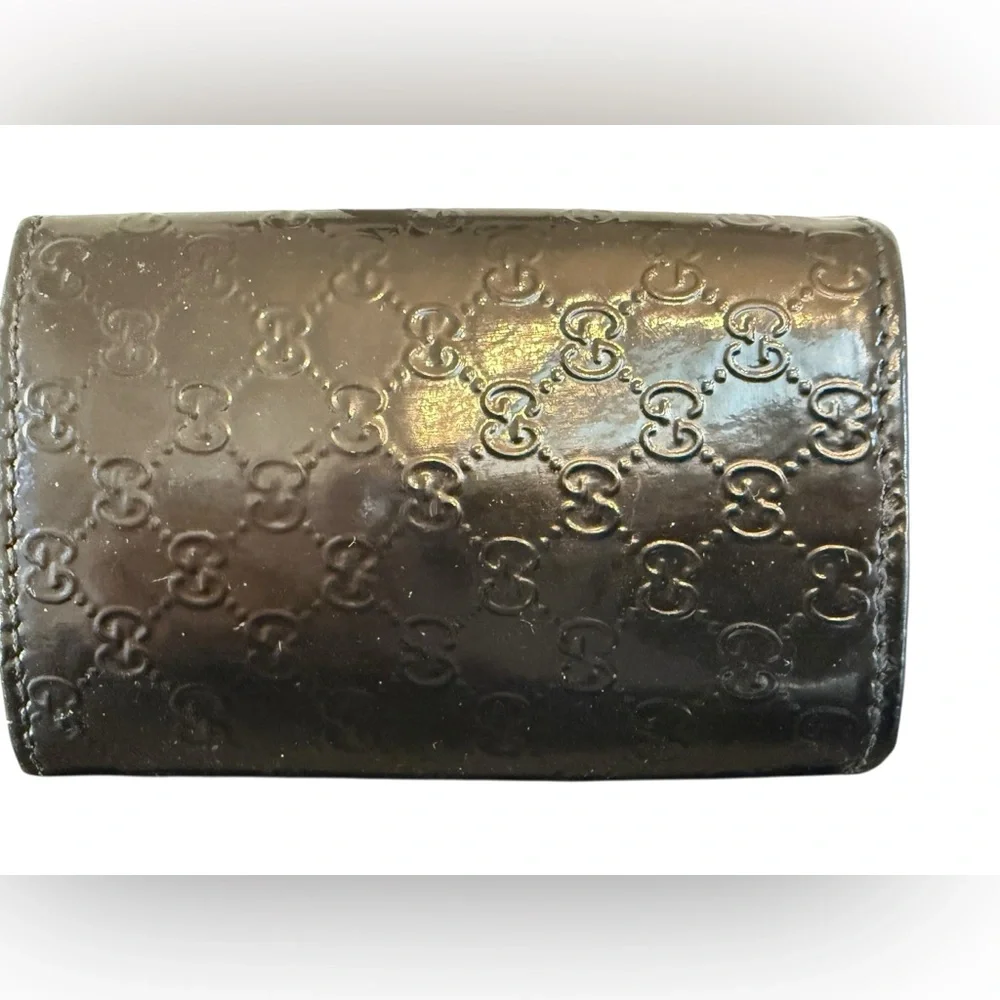 GUCCI Black Patent Leather Micro Guccisima Six Key Holder / Case EUC 🖤